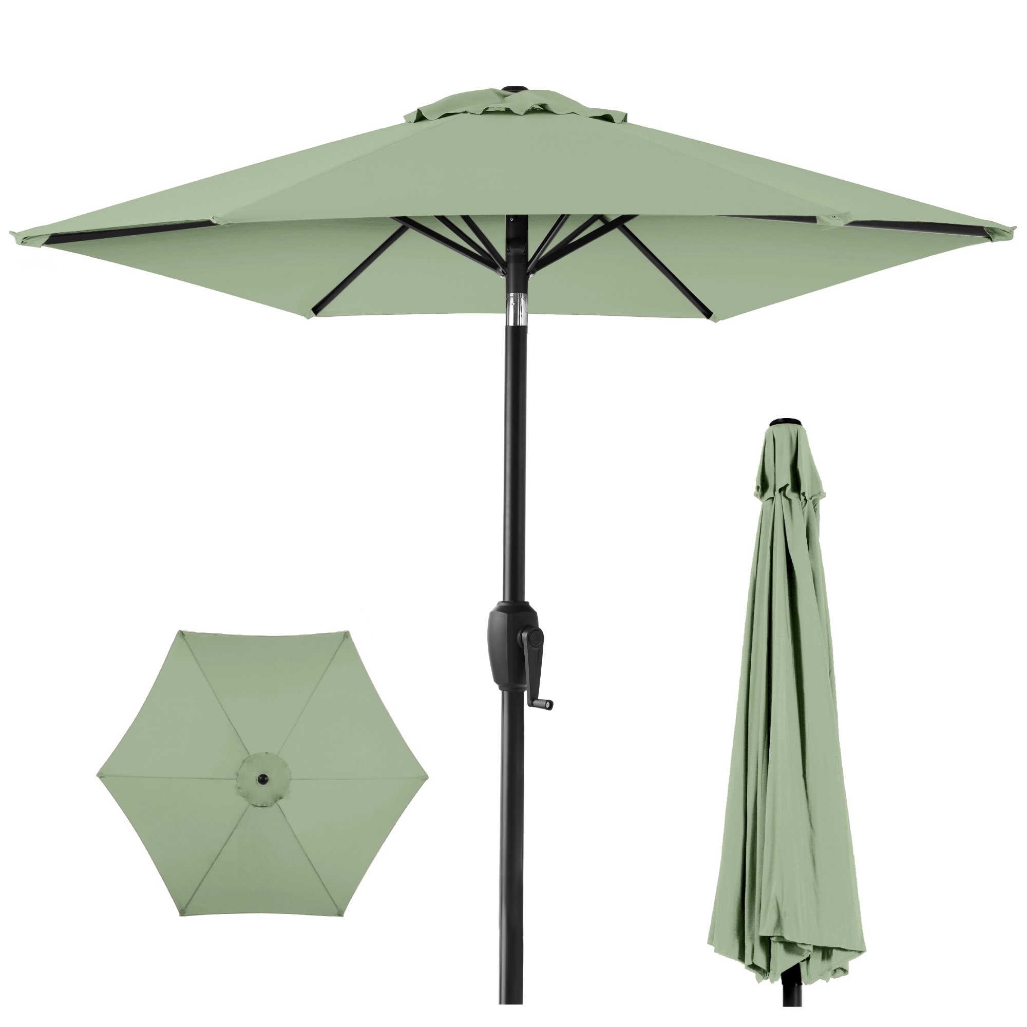 Heavy-Duty Outdoor Market Patio Umbrella w/ Push Button Tilt, Easy Crank - Sage Green