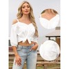 INSPIRE CHIC Women's Asymmetrical Sweetheart Neck Off One Shoulder 3/4 Sleeve Office Blouses - 2 of 4