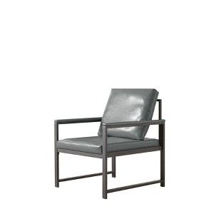 Vynxaria Freestanding Brown Modern Faux Leather Accent Chairs with Padded Metal Armrests, Suitable for Home & Office - 1 of 4