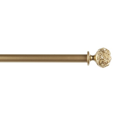 Gold Floral Resin and Iron Adjustable Curtain Rod Set