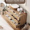 Natural Rattan 6 Drawer Dresser, Wooden Chest of Drawer, Farmhouse Storage Cabinet with Metal Legs - 4 of 4