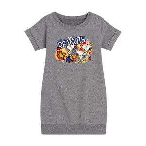 - Peanuts - Snoopy Woodstock Graphic Short Sleeve Fleece Dress - 1 of 4