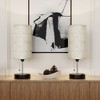 PAIHOME Modern Bedside Table Lamp Set with USB, Black Base Decorative Desk Lamp, Pull Chain Switch, Beige Linen Drum Shades for Bedroom Living Room - 3 of 4