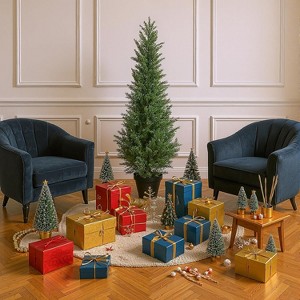 Set of 2 Artificial Cedar Topiary Trees, 5ft Realistic Faux Cypress for Indoor, Home Office and Front Porch Decor - 1 of 4