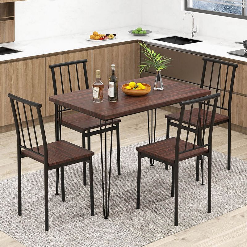 Tangkula 5-Piece Dining Table Set for Small Space Kitchen Table Set for 4 Walnut, 4 of 11