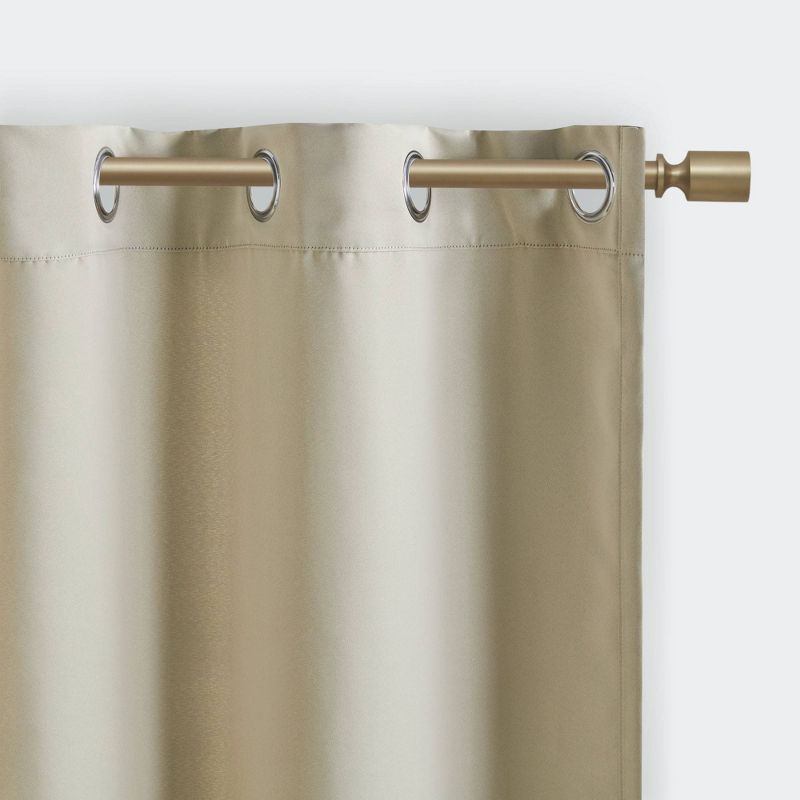 Set of 2 Aljed Solid Blackout Triple Weave Grommet Top Curtain Panel Beige, 4 of 7