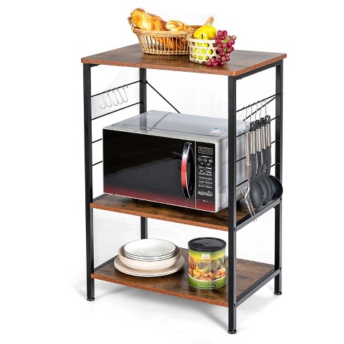 Costway 3-tier Kitchen Baker's Rack Microwave Oven Storage Cart W/ Hook  Charcoal : Target