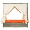 Outdoor Patio Rattan Canopy Daybed Sunbed with Curtain and Adjustable Seat - 4 of 4