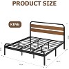 King Size Platform Bed Frame with Wood Headboard, Heavy Duty Metal Slat Support, Noise Free Design Mattress Foundation, Easy Installation, Brown - 2 of 4