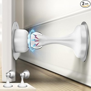 DOMETOUR Magnetic Door Stoppers 2 Pack, No Drill, Wall/Floor Mount, 3D Adhesive, Door Holder for Bottom of Door - 1 of 4