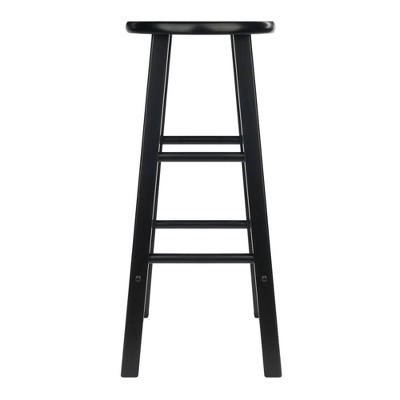 Transitional Solid Wood 29" Adjustable Black Bar Stool Set