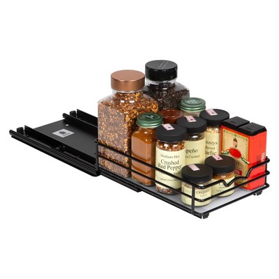 Hold N' Storage - Black Pull out Spice Rack Organizer for Cabinet for Spices, Sauces and more.
