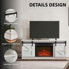 Hotraffy Modern Farmhouse TV Media Stand,with 23in  Fireplace Insert,White - 2 of 4