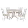 CAVINAS Round Dining Table Set for 4 Retro Wood Round Extendable Dining Table with 4 Upholstered Chairs for Dining Room - 3 of 4