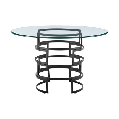 Armen Living Diaz Round Glass Dining Table