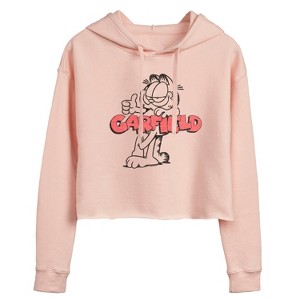 Women's - Garfield - Garfield Logo Thumbs Up Cropped Graphic Hoodie - 1 of 3