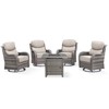 Gymojoy 5 Pieces Outdoor Patio Wicker Swivel Chair with 6 Inch Cushions and Fire Pit Table - 3 of 4