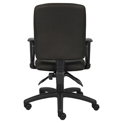 Adjustable Black Crepe Fabric Task Chair with Pneumatic Lift and Loop Arms