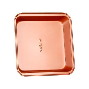 NutriChef 9-inch Copper Square Cake Pan, Non-Stick Coated Layer Surface