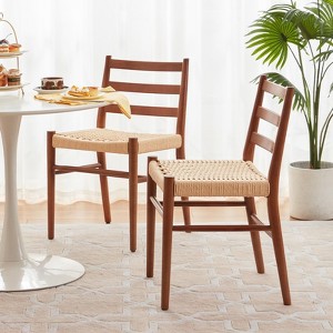 PAGED Modern Dining Chairs Set of 2, Chairs for Dining Table with Wood Rattan & Woven Seat for Kitchen & Dining Room - 1 of 4