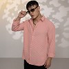 Campus Sutra Men Men's Blush Pink Cubic-Textured Oversized Shirt - 2 of 4