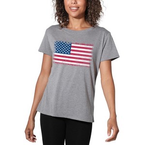 Women's American Flag Distress Loose T-Shirt - 1 of 4