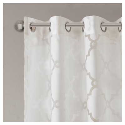 White Sheer Polyester Grommet Curtain Panel