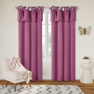 Awesome Home  Recycled Cotton Blend Ruffle Tie Top Curtains Pair - 1 of 4