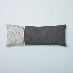 16"x42" Diamond Stripe Color Block Lumbar Bed Pillow Railroad Gray/Sour Cream - Hearth & Hand™ with Magnolia