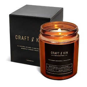 Craft & Kin Wood Wick, All-Natural Soy Aromatherapy Candle in Amber Glass Jar - 8 oz - 1 of 4