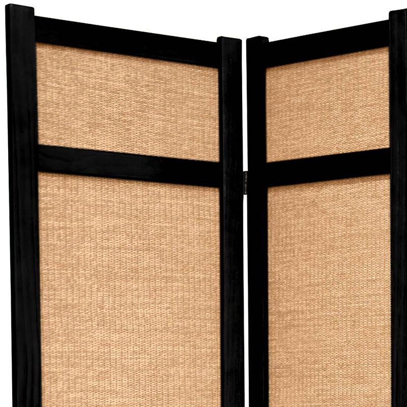 6 ft. Tall Jute Shoji Screen - Black (4 Panels), 4 of 6