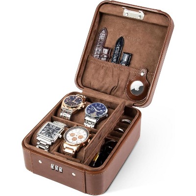 Watch Case with Combination Lock - 4 Watch Storage and Jewelry Organizer - for Ring and Watch Storage