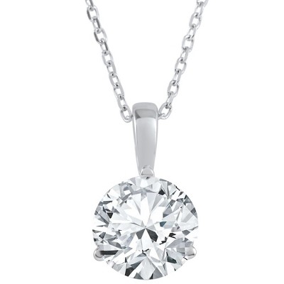 Pompeii3 1 ct Solitaire Lab Created Diamond Pendant available in 14K and Platinum