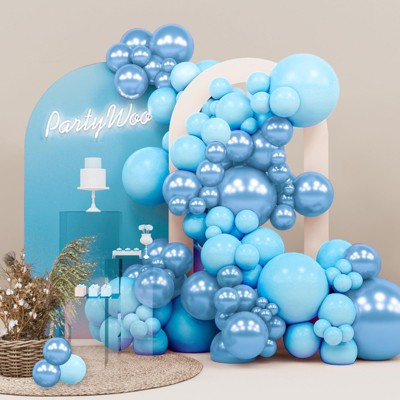 PartyWoo Balloons Light Blue Metallic Blue 18 12 10 5 Inch 142 pcs