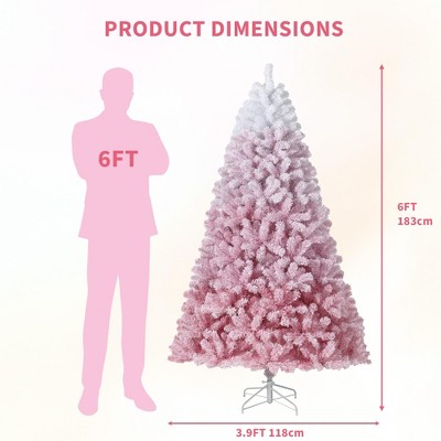 Artificial Christmas Tree with 800 Warm White LED Lights,Tall Pink Christmas Tree With Flannel Finish，Holiday Decorations