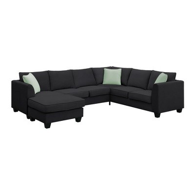NicBex Modular Sectional Sofa L-Shaped Sofa Corner Couch Set with Ottoman and 3 Pillows for Living Room,Apartment,Office