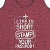 Women's - Instant Message - Life Is Short; Stamp Your Passport Graphic Racerback Tank - 2 of 4