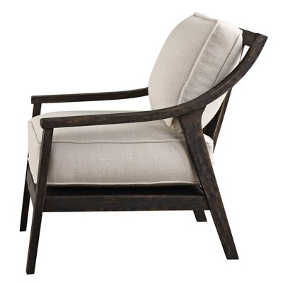 Lyle Transitional Neutral Beige Linen and Walnut Wood Accent Chair