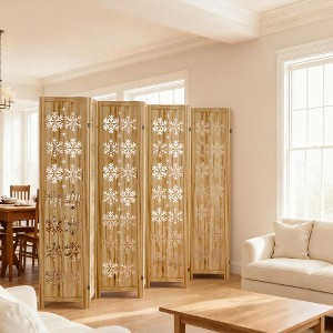 Wooakway Rustic Folding Wood Room Divider Vintage Freestand Privacy Screen for Room Seperation Living Room Bedroom Office Room - 1 of 4
