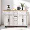 56.5'' Rolling Kitchen Island with Drop Leaf, 5 Drawers, 4 Doors & Wheels, Storage Cart for Kitchen or Dining Room - 3 of 4