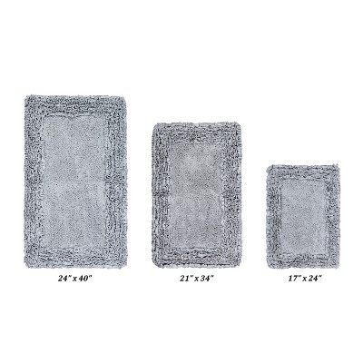 Shaggy Border Collection 3-Piece Bath Rug Set 100% Cotton Tufted Weave Ruffle Border Pattern Bathroom Rug for Machine Washable Bathmat