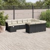 vidaXL Patio Sofa Set with Cushions Outdoor Furniture 11 Piece Poly Rattan - Black and Cream - 2 of 4
