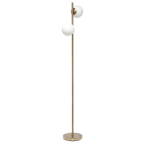 66" Tall Mid-century Modern Tree Floor Lamp With Dual White Glass Globe ...