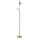 66" Tall Mid-Century Modern Tree Floor Lamp with Dual White Glass Globe Shade - Simple Design