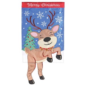 Dicksons Magnolia Garden Outdoor Flag Decoration For Garden, Yard, Or Walkway Standard 13 x 18, Weather Resistant Polyester, Crazy Leg Reindeer Merry - 1 of 2