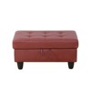 DOMETOUR Red Faux Leather Storage Ottoman-Modern Rectangle Footstool with Hidden Compartment for Living Room, Bedroom, or Entryway - 2 of 4