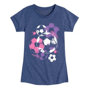Girls' - Instant Message - Soccerballs and Paint Girls Fitted Short Sleeve Graphic T-Shirt - 1 of 4