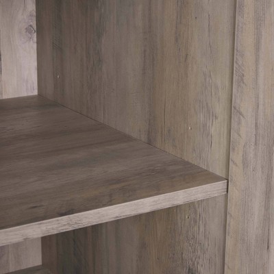Rustic Gray 2-Door Hinged Wardrobe Closet with Metal Handles