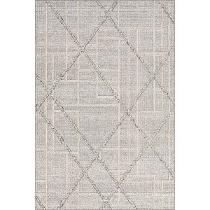 Nuloom Crissy Geometric 5x8 Indoor/Outdoor Area Rug for Living Room Patio Deck Front Porch Kitchen, Grey/Ivory - 1 of 4