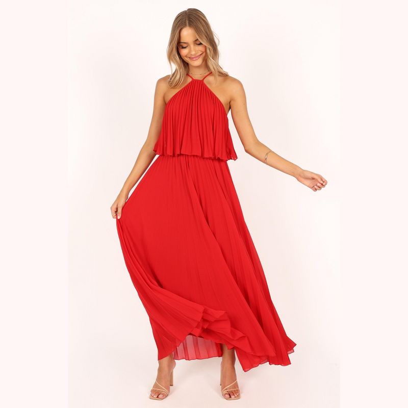 Petal and Pup Gia Pleated Halterneck Maxi Dress, 3 of 11